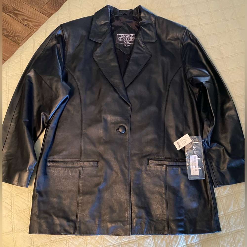 Lucky Brand Women's Black Leather Jacket XXL